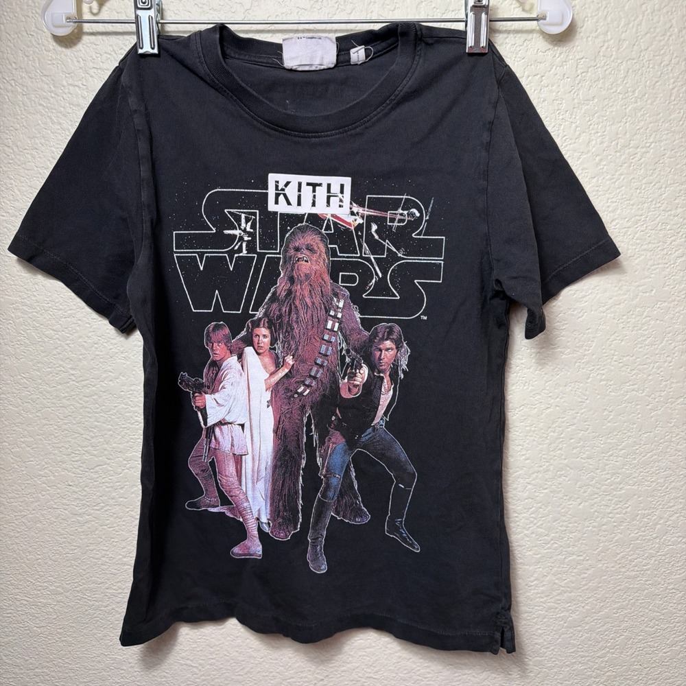 Kith Star Wars Kids Size 10 11 Black Tee Luke Leia Chewbacca Han Solo Shirt Logo